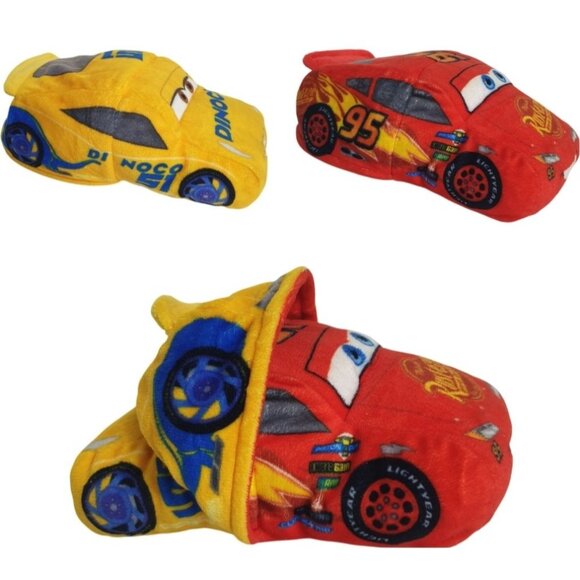 Disney Pixar Cars 3 Lightning McQueen Dinoco Cruz Ramirez Flip a Car 8" Plush To - Picture 1 of 7
